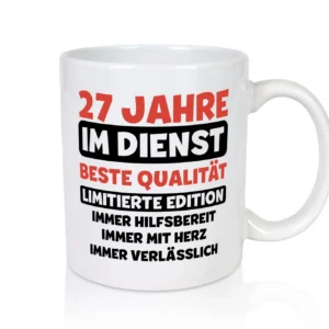 27 Jahre im Dienst | Jubiläum | Arbeit v3 - Tasse Weiß - Kaffeetasse / Geschenk / Familie