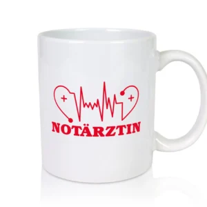 Notärztin Motiv | Herzschlag | Ärztin | Stethoskop - Tasse Weiß - Kaffeetasse / Geschenk / Familie