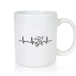 Werkzeug Herzschlag | Handwerker | DIY | Motiv - Tasse Weiß - Kaffeetasse / Geschenk / Familie