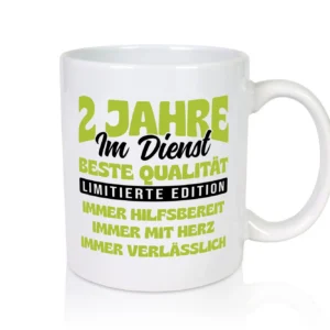 2 Jahre im Dienst | Jubiläum | Arbeit v4 - Tasse Weiß - Kaffeetasse / Geschenk / Familie