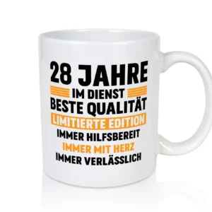 28 Jahre im Dienst | Jubiläum | Arbeit v2 - Tasse Weiß - Kaffeetasse / Geschenk / Familie