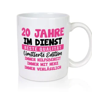 20 Jahre im Dienst | Jubiläum | Arbeit v10 - Tasse Weiß - Kaffeetasse / Geschenk / Familie