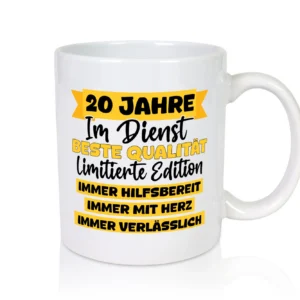 20 Jahre im Dienst | Jubiläum | Arbeit v8 - Tasse Weiß - Kaffeetasse / Geschenk / Familie