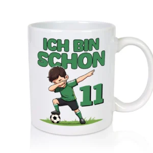 11. Geburtstag | 11 Jahre | Fußballer - Tasse Weiß - Kaffeetasse / Geschenk / Familie