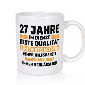 27 Jahre im Dienst | Jubiläum | Arbeit v2 - Tasse Weiß - Kaffeetasse / Geschenk / Familie