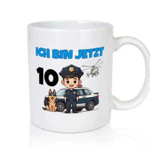 10. Geburtstag | 10 Jahre | Polizei Kind | Polizeiauto - Tasse Weiß - Kaffeetasse / Geschenk / Familie