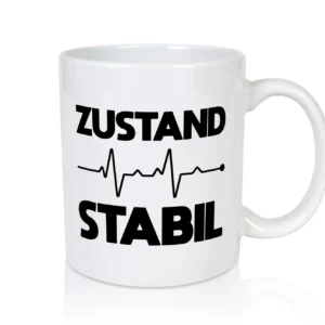 Zustand Stabil | Herzschlag | Heartbeat - Tasse Weiß - Kaffeetasse / Geschenk / Familie