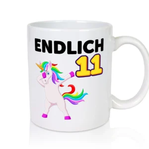 11. Geburtstag | endlich 11 | 11 Jahre | Einhorn | Mädchen - Tasse Weiß - Kaffeetasse / Geschenk / Familie