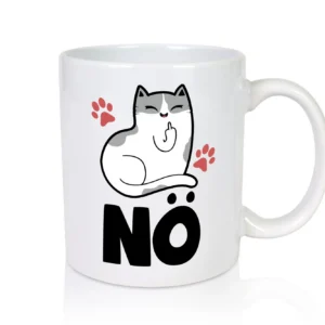 Nö mit Katze - Tasse Weiß - Kaffeetasse / Geschenk / Familie