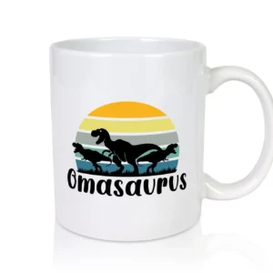Omasaurus | Muttertag | Dinosaurier - Tasse Weiß - Kaffeetasse / Geschenk / Familie