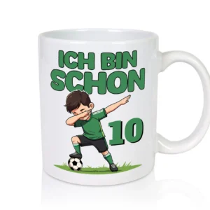 10. Geburtstag | 10 Jahre | Fußballer - Tasse Weiß - Kaffeetasse / Geschenk / Familie