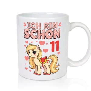 11. Geburtstag | 11 Jahre | Mädchen | Reiten | Pony - Tasse Weiß - Kaffeetasse / Geschenk / Familie