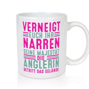 Verneigt euch: Anglerin | Angeln | Fischerin - Tasse Weiß - Kaffeetasse / Geschenk / Familie