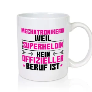 Superheldin Mechatronikerin | KFZ | Werkstatt - Tasse Weiß - Kaffeetasse / Geschenk / Familie