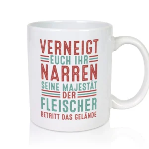 Verneigt euch: Fleischer | Schlachterei v2 - Tasse Weiß - Kaffeetasse / Geschenk / Familie