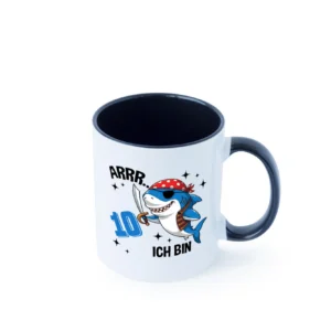 10. Geburtstag | 10 Jahre Arr Pirat | Hai | Piraten Farbige Tasse - Kaffeetasse / Geschenk / Familie