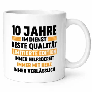 10 Jahre im Dienst | Jubiläum Arbeit v2 Geschenkidee Kollegen Büro Humor Tasse
